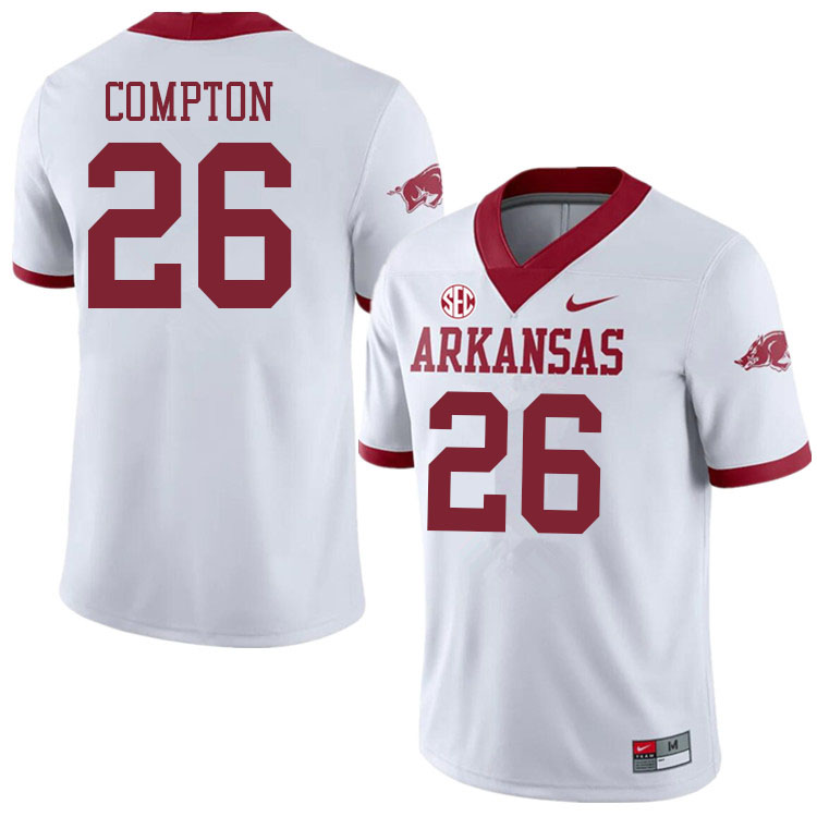 Men #26 Kevin Compton Arkansas Razorbacks College Football Jerseys Sale-Alternate White - Click Image to Close